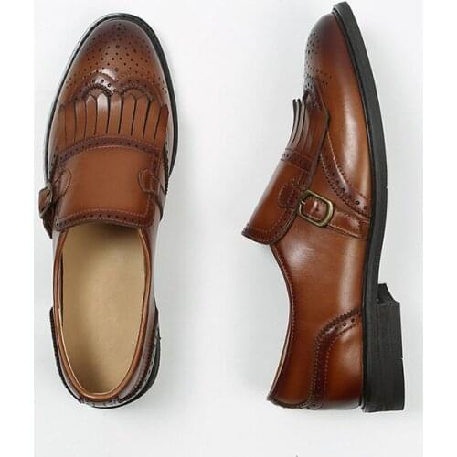 Flat Oxfords Women Calfskin Genuine Cow Leather Wingtip Lace-Up Closure Ladies Brogue Retro Brock Womens Fringe Shoes