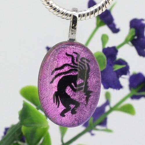 Handmade Color Foiled Lampwork Glass Oval Butterfly Hippocampus Wolf Pendant Charms For Jewelry Making Diy Necklace Accessories