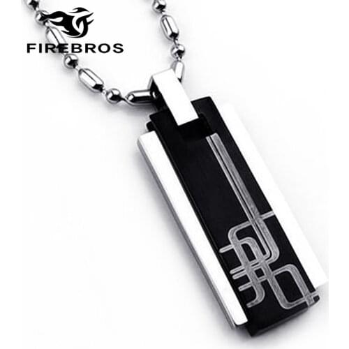 FIREBROS 2021 New 24" Chain Square Black Titanium Stainless Steel Necklace & Pendant Men Jewelry Gift Wholesale Dropshipping