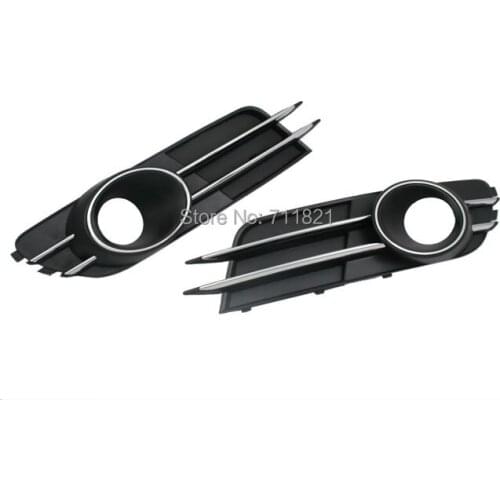 Front Fog Light Grille With Chrome Line Accent Cutout Version For Audi A6 C7