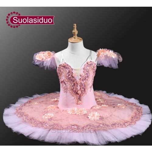 Pink Peach Professional Ballet Tutus Adult Pancake Tutu Women Classical Ballet Tutu Stage Dancewear Costumes SD0037