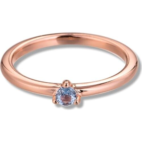 Light Blue Solitaire Rings 100% Authentic 925 Sterling-Silver-Jewelry Free Shipping