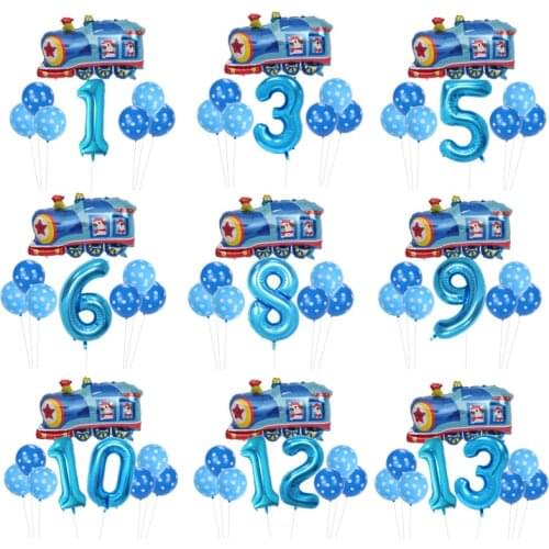 Large Train Truck Foil Balloons Cartoon Car Globos Birthday PK with 40inch Number Helium Balloon Birthday Party Decorations Kids