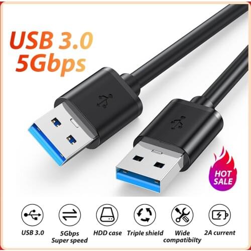 High Speed USB 3.0 Male To Male Cable 5Gbps All Copper 9 Core Data Transmission For Radiator Hard Disk Speaker Extender Cable