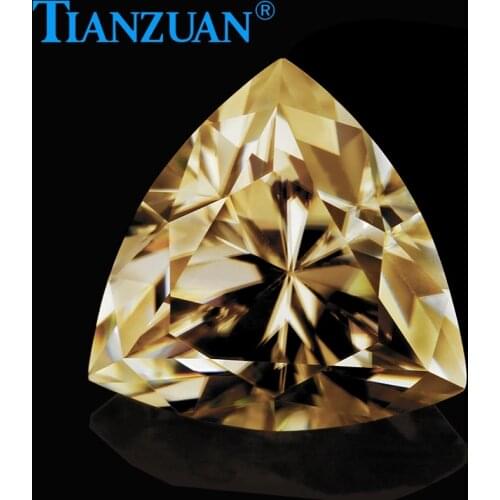 Yellow color 5-11mm trangle shape trillion cut Sic material moissanites loose gem stone