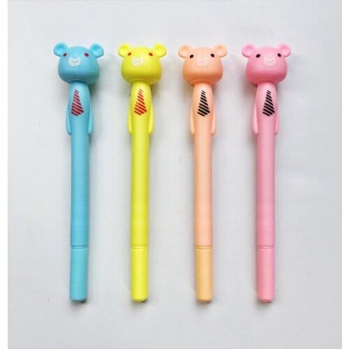 50PCS Cartoon Black Water-based Paint Pen Students Stationery Creative Signing Pen Cute Little Bear Mister Gel Pen Stationery