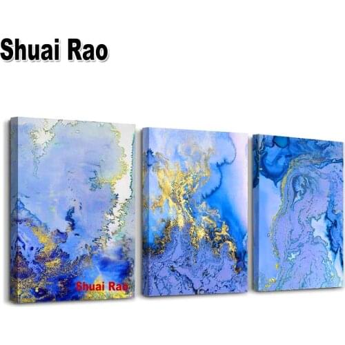 Blue Abstract Art 5D diamond painting Cross Stitch Full Square/Round Diamond Embroidery Triptych Crystal Crafts,home decoration