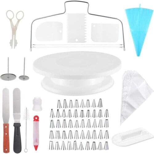 73pcs Multifunction Cake Turntable Set Cake Decorating Kit Pastry Tube Fondant Tool Kitchen Dessert Baking Pastry Supplies
