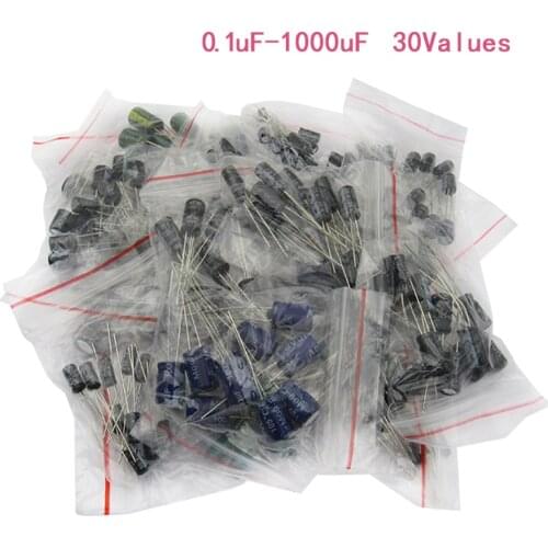 900pcs 30 Values kit 0.1uF-1000uF Electrolytic Capacitors Assorted set pack kit capacitor 10V 16V 25V 50V mix capacitor