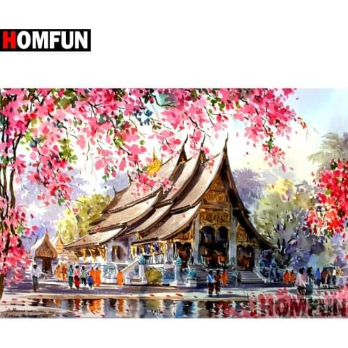 HOMFUN Full Square/Round Drill 5D DIY Diamond Painting "Flower house" Embroidery Cross Stitch 5D Home Decor Gift A13814