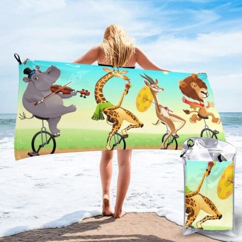 Bathing Towel Funny Animals Unicycles Bath Wearable Towel Dress Fast Drying Beach Spa Magical Nightwear Sleeping