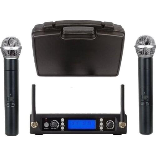 Bolymic Wireless Microphone System UHF Cordless 2 Karaoke Handheld Wireless Microphone Professional For KTV Carrying Flight Case