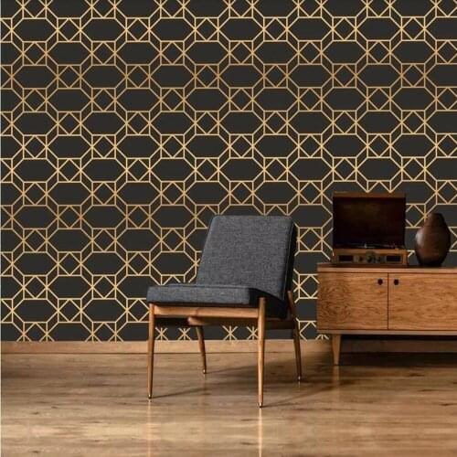 Milofi custom large mural wallpaper 3D modern golden abstract geometric light luxury stereo background mural wallpaper