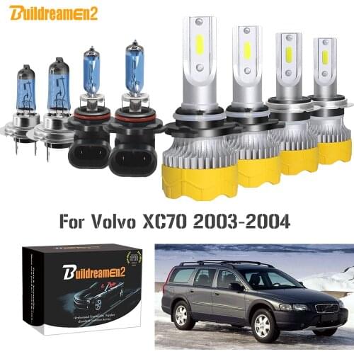 Buildreamen2 4 Pieces Auto LED Halogen Bulb Headlamp Car Headlight High Low Beam H7 9005 12V For Volvo XC70 2003 2004