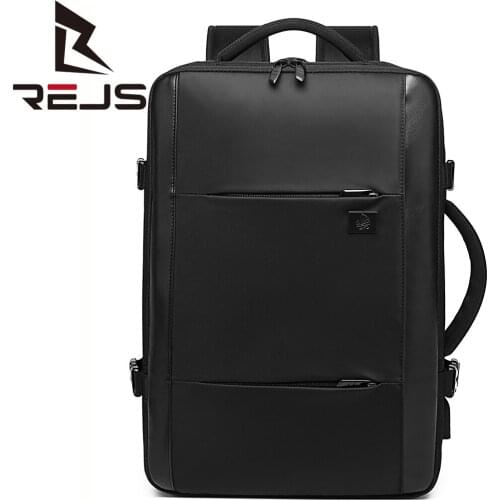 REJS LANGT Business Backpack for Men 15.6 Inch Laptop Bag Large Capacity Travel Backpacks with Charging Black School Bag Plecak