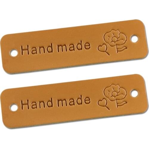16 Options Flower Logo Sewing Leather Handmade Clothes Labels for Hand Work Gift Bag Brand Tag for Clothing Leather Skin Label