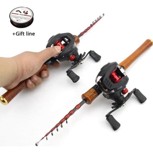 1.68m 1.85m Rod Reel Combos Carbon Portable Telescopic Casting Fishing Rod and Casting Reels Set Beginner Small fish rod pesca