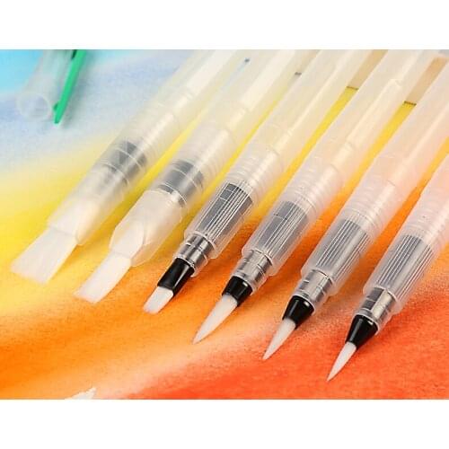 6Pcs Large Capacity Barrel Water Paint Brush Set Different Shape Soft Calligraphy Painting Brush Drawing Pen Art Supplies