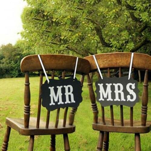 2PC Mr and Mrs Photo Props Photo Booth Chair Signs Home Party Decor Wedding Decor Just Married