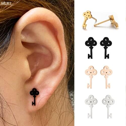Fashion Stainless Steel Geometric Heart Key Earrings for Women Small Glass Cup Jesus Piercing ear Earring For Women Jewelry 2021