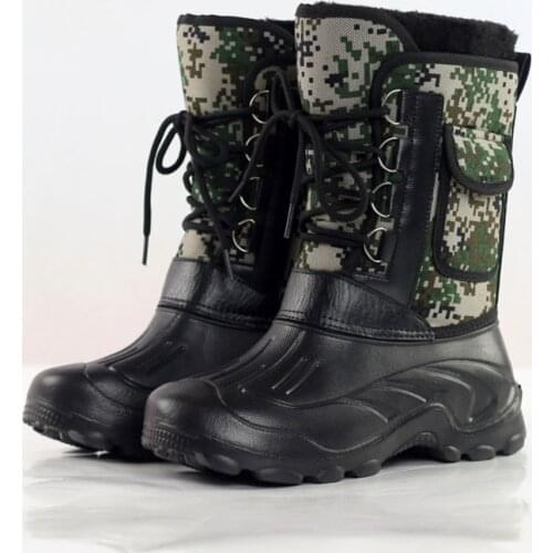 Winter Outdoor Men s Waterproof Ice fishing Shoes Snow Boot Flat Ski Ankle thermal thicken Camouflage Boots With liner Plus size