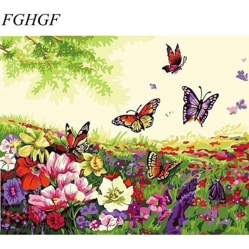 FGHGF Frameless DIY Digital Oil Painting By Numbers On Canvas Modern Style Of Dolphin Pictures Butterfly Wall Decor