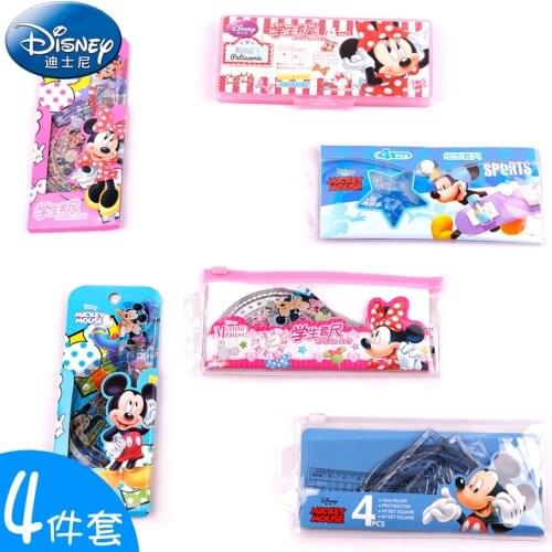 Disney cute princess cartoon ruler student stationery set ruler thick material four-piece protractor triangle ruler ruler prize