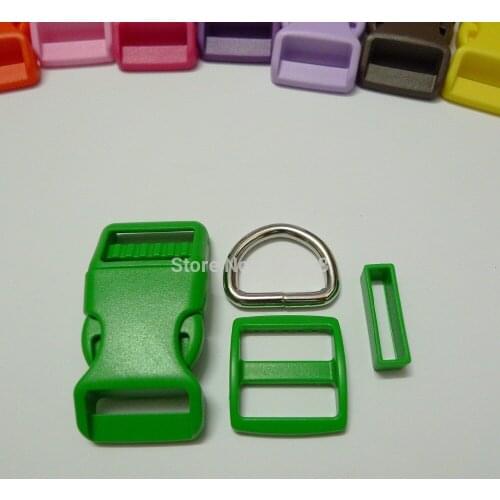 25 Sets 1'' 25mm #3 GREEN COLOR Dog Collar Hardware Curved Side Release Buckle Set