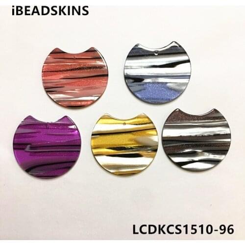 New arrival! 37x30mm 50pcs/lot acrylic stripe round-shape charms for earrings accessories earring/Jewelry DIY making(As shown)