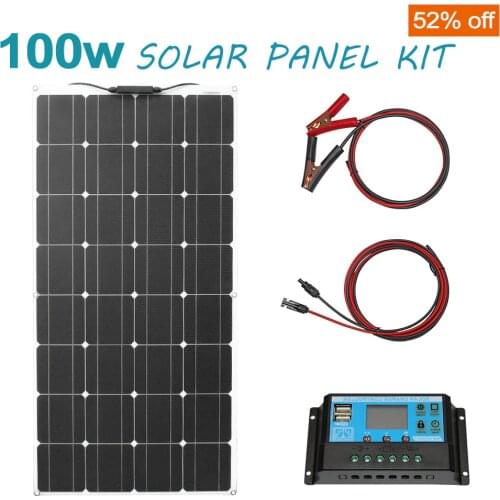 Genuine 12V 100W flexible solar panel with controller 10A Sonnenkollektor Monocrystalline solar cell panel for home car