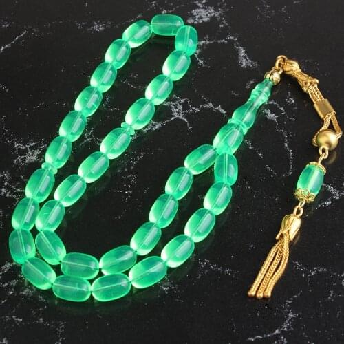 Plane Glass Gold Plated 925 Silver Tassel 33 Beads For Prayer Tasbih Muslim Rosary Men Women Meditation Jewelry From Turkey