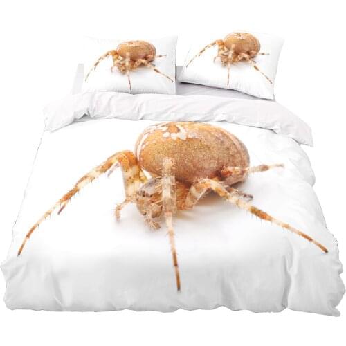 Brown Spider Pattern Duvet Cover Set With Pillowcase, 220x230 Quilt Cover, 210×210 Blanket Cover,White King Size Bedding Set