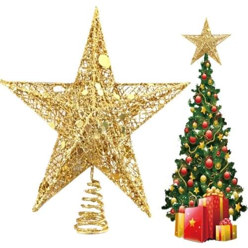 Merry Christmas Decoration for Home Christmas Tree Top Pentagonal Star Christmas Ornament New Year Decor 2022 Navidad Garland