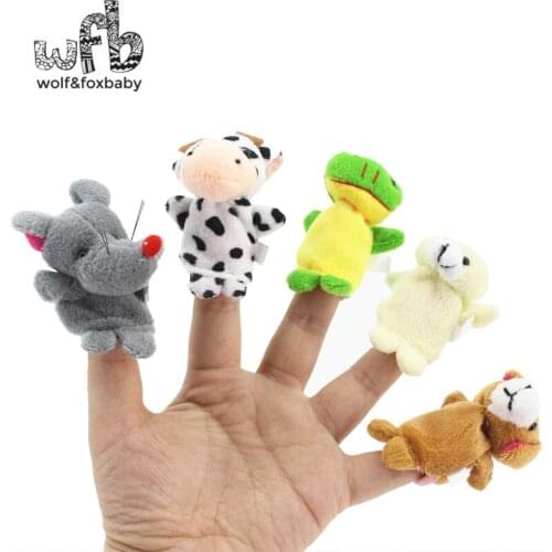 Retail 10pcs/lot Baby Plush Toy,Finger Puppets,Talking dolls Props educational 10 Animal Group 2014 Free Shipping