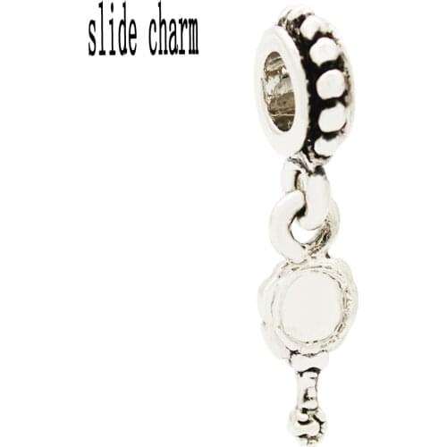 Slide charm Free shipping Unique personality fashion gift roses mirror pendant charm beads fit Pandora bracelet