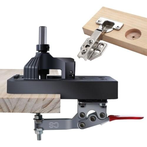 Concealed 35mm Hinge Jig Cabinet Door Hinge Hole Opener Locator ABS Wood Jig with Forstner Bit for DIY Woodworking