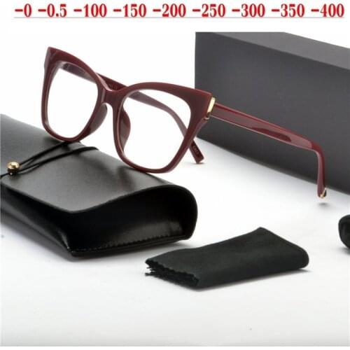Sun Photochromic Finished Myopia Glasses Women Men Retro Alloy Glasses cat Women Ultra Light Myopia Eyeglasses with box NX
