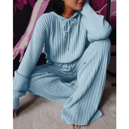 Sport Outfit For Womens Tracksuit Casual Solid Color Long Sleeve Loose Hooded Sport Outfits Casual Two Piece Sportswear