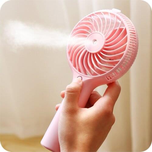 Water Mist Fan Rechargeable Misting Humidifier Fans 3colors Spraying Powerful cooling Fan Office Desktop Mobile Power