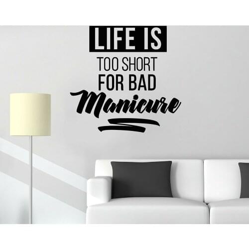 Nail Salon Quote Vinyl Wall Decal Manicure Hands Nails Art Stickers Mural Girls Bedroom Home Decoration Sticker A275