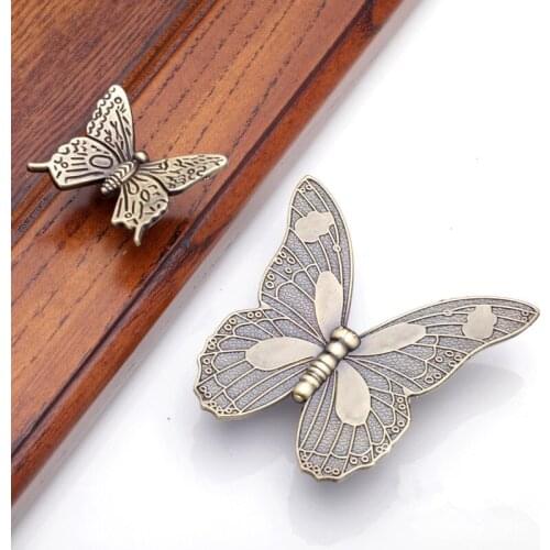 Vintage Butterfly Drawer Handle Pulls Flower Knobs Animal Handle Bronze Kitchen Cabinet Handle Furniture Hardware