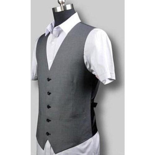 High Quality Slimming Vest Summer Spring Men Casual Suits Vest V-Neck 5 Button Mens Waistcoat Splice Dress Formal Wedding Vests