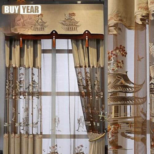 High-end Customized Chinese Hollow Embroidered Curtains for Living Room Study Villa Embroidery Window Screens Curtain