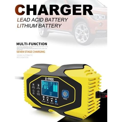 E-Fast Automatic Car Battery Charger 12V/24V Power Pulse Repair with LCD Digital Display Wet Dry Lead Acid Chargers