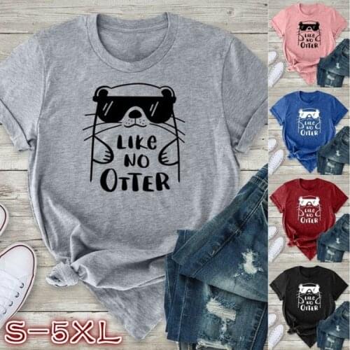 2020 Sketch Cartoon Otter Printed Top KOL OOTD Chic Streetwear T-shirt S-3XL Graphic Tees Women Unif Harajuku Shirt