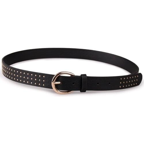 Womans belt punk Pin buckle Vintage Rivet luxury ladys PU leather belts for women waistband female belt BL538