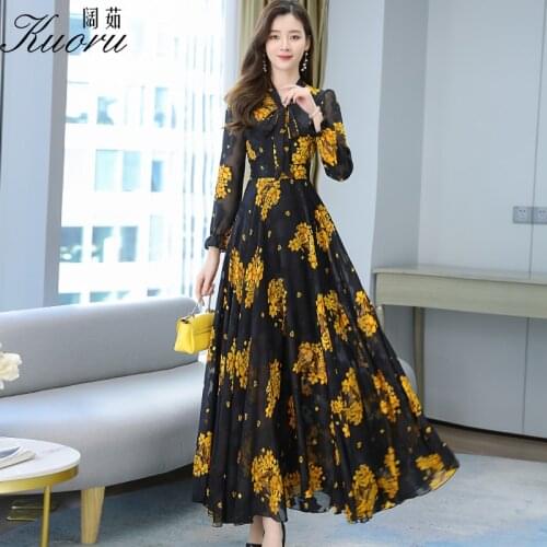 Long Sleeve Dress Vestidos Largos White Chiffon Vestito Floreale Robe Ete 2021 Women Plus Size Dresses Black Jupe Longue Femme