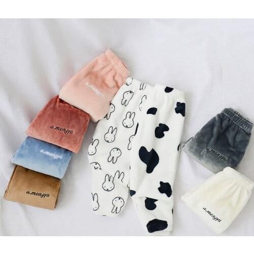 2020 Winter Girls and Boys Warm Pants Outside Wearing Childrens Home Pants Plus Velvet Casual Pants Warm Pants