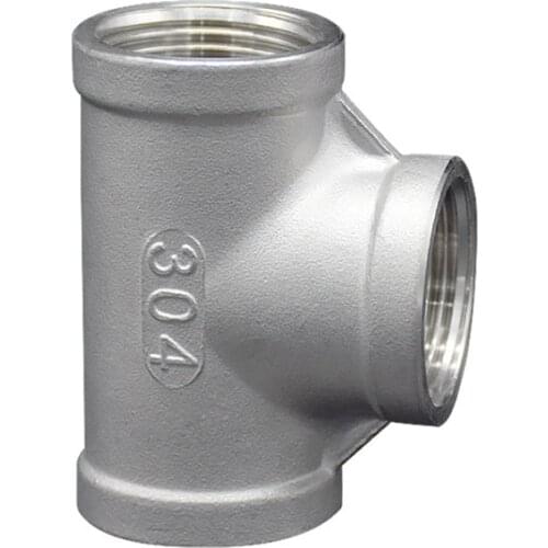 1/8" 1/4" 3/8" 1/2" 3/4" 1" 1-1/4" 1-1/2" Equal NPT Female 304 Stainless Steel Tee Type Three Way Pipe Fitting Connector
