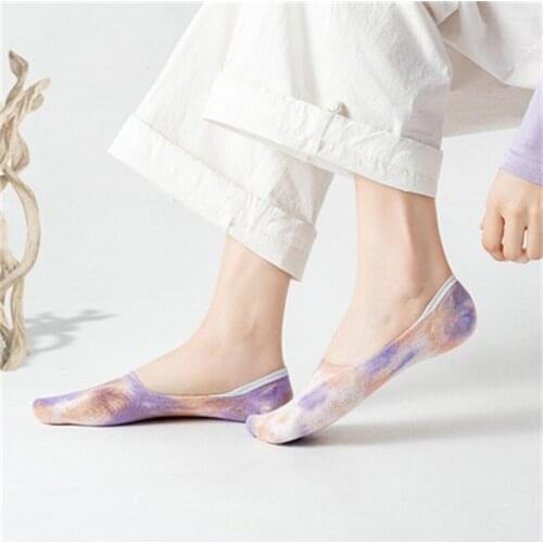 1 Pair Tie Dye Lot Solid Mesh Womens Short Socks Invisible Ankle Socks Pack Ladies Spring Summer Breathable Thin Boat Socks Set
